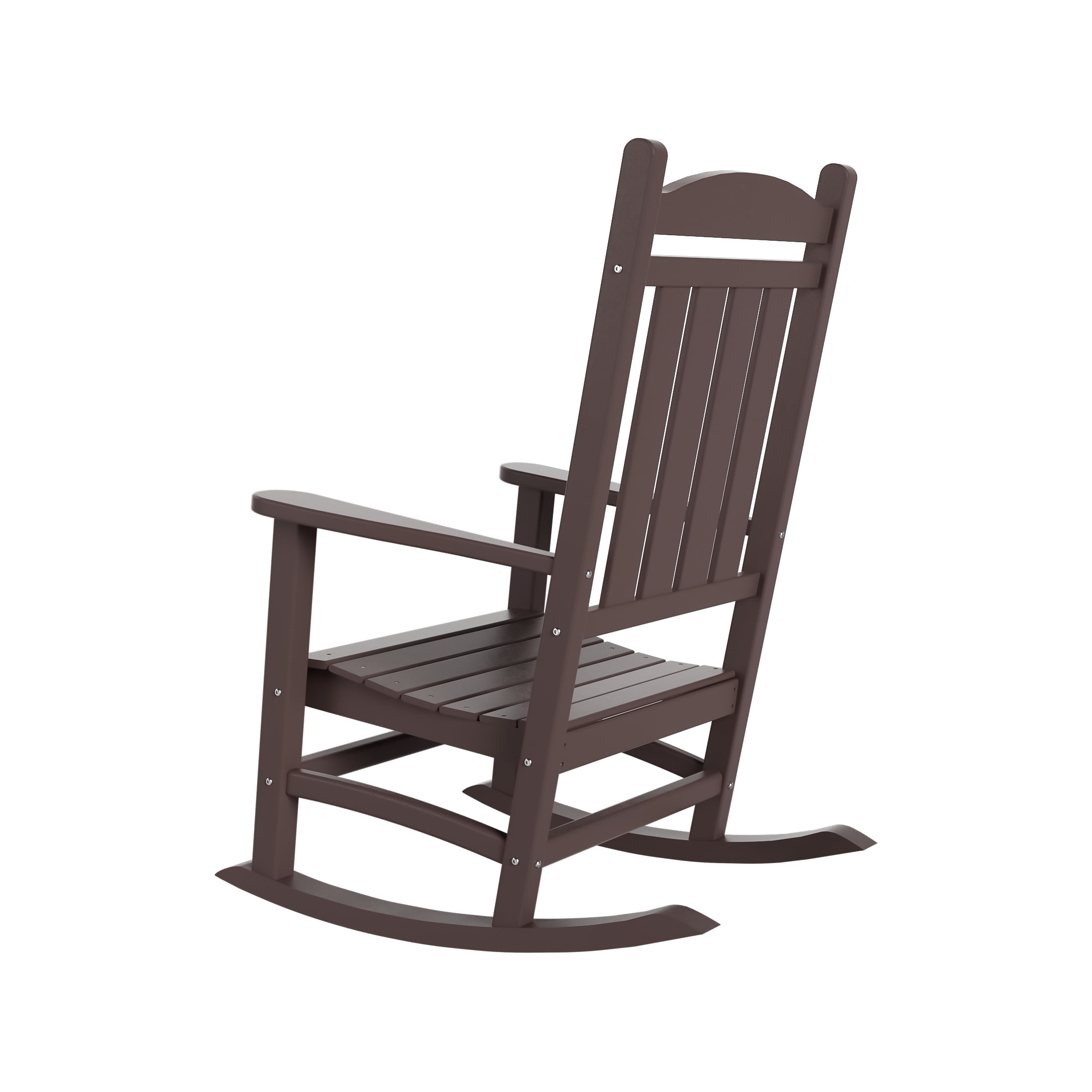 GARDEN Classic Plastic Adirondack Porch Rocking Chair, Dark Brown