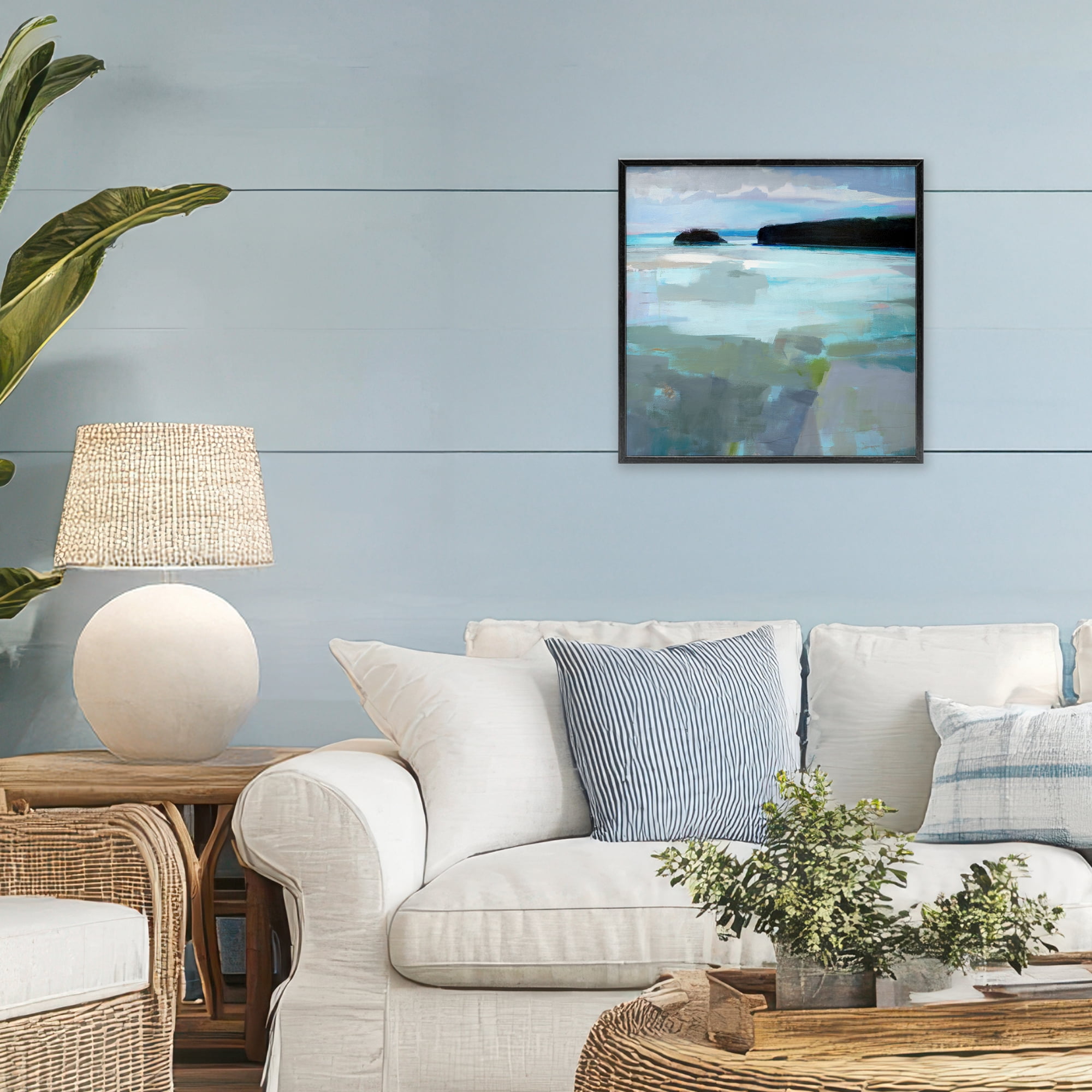 Stupell Industries Freeport Maine Abstraction Black Framed Giclee Art, design by Kathleen Robbins
