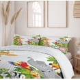 thumbnail image 7 of Ambesonne Cartoon Duvet Cover Set, Style Zoo Animals Savannah Jungle Mascots Tropical Forest Wildlife Pattern, Decorative 2 Piece Bedding Set with 1 Pillow Sham, Twin Size, Green White Twin Green White, 7 of 7