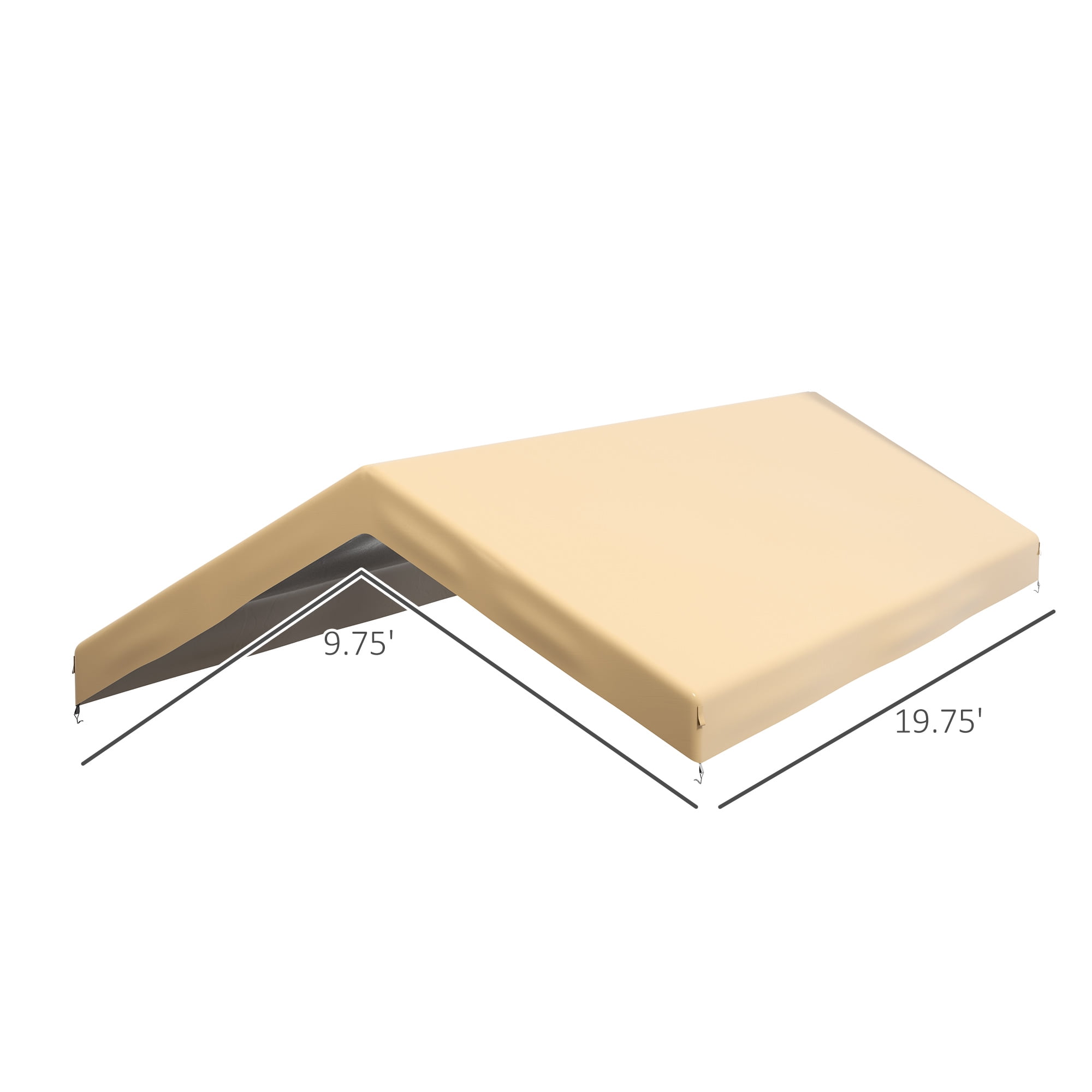 Outsunny 19.7' x 9.7' Carport Top for 84C-207WT or 84C-386V00WT, Beige