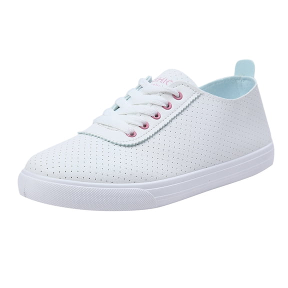 NOKIO White Sneakers for Women Womens Tennis Shoes Women's Fashion Leather Sneakers Lace up Casual Shoes for Walking Comfortable Non Slip Shoes Fashion Lace Up Flat