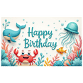 thumbnail image 7 of Colorful Underwater Animals Happy Birthday Banner for Kids Party Room Decoration Celebration Event, 7 of 7