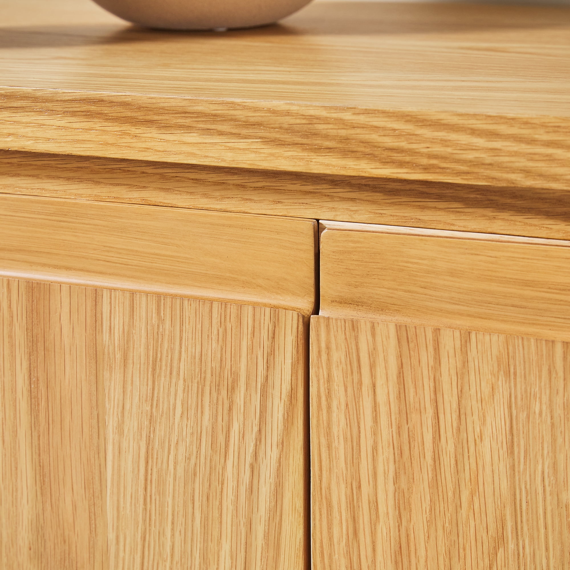 Walker Edison Modern Large Curved Wood Sideboard TV Stand, White Oak
