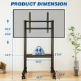 thumbnail image 5 of RTVR Rolling TV Stand with Locking Wheels - Height Adjustable 43.6"-49.5" Mobile Cart for 40-75" Screens, 110lbs Capacity & Media Shelf, 5 of 10