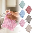 thumbnail image 2 of Red,Kitchen Towels Set of 2, 100% Cotton Ruffled Gingham Dish Towels 18"x30" Tea Cloths Classic Plaid Pattern for Farmhouse Charm, Drying Dishes, Entertaining Guests, 2 of 2