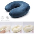 thumbnail image 2 of Almohada de viaje, almohada de viaje para reposacabezas de avión, almohada de cuello con memoria, para avión, tren, coche, oficina (azul marino), 2 of 5
