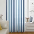thumbnail image 6 of Blue Stripe Sheer Curtains 63 Inches Long, Ombre Geometric Farmhouse Vertical Striped Light Filering Curtains, Breathable Simi Curtain Privacy Drapes for Living Room Bedroom Window Treatment, 6 of 9