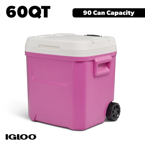 Igloo 60 QT Laguna Ice Chest Cooler with Wheels, Pink