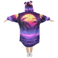thumbnail image 2 of FORMRS Wearable Blanket Hoodie with Sleeves for Kids Cozy Flannel Sweatshirt, Pink Digital Art, 2 of 7