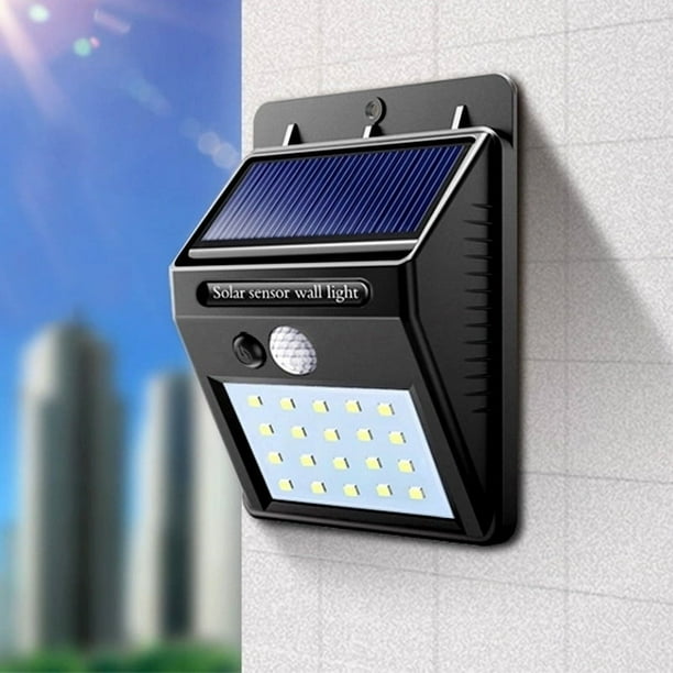Luces solares para exteriores, 4 paquetes, lámpara de pared solar impermeable, lámpara solar de encendido/apagado automático, luz solar blanca cálida para jardín, patio, pasillo, garaje, esc