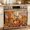 Burnt Orange, variant on Spring Bird Oven Skirt Curtain 32"Wx24"L,Waterproof Ruffled Stove Cover Skirt with 8 Ribbon Ties,Colored Leaf Branch Painting Watercolor Decorative Oven Door Curtains for Kitchen Cabinet Storage