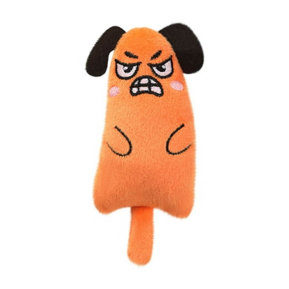 Fiudx Juguete para Gato de Dibujos Animados, Diseño Divertido con Forma de Perro, Resistente a Las Mordeduras, Limpieza para Rechinar Los Dientes, Juego Interactivo, con Hierba Gatera, Material Durad