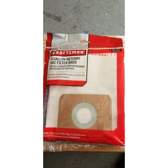 Craftsman 4 Gallon Wet Dry Vac Filter Bags 3 Pack 41157-Discountinued-Free Ship!