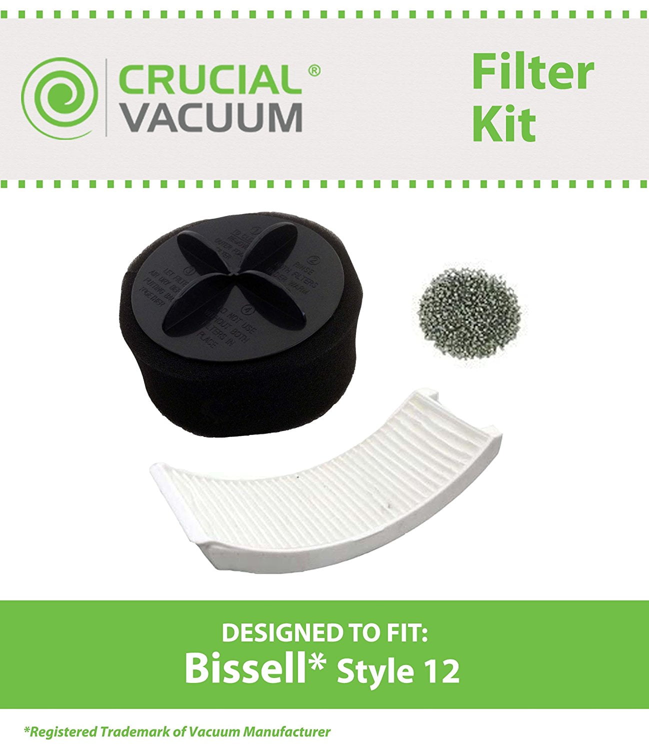 2031183 /& 2032120 Think Crucial Replacement for Bissell Style 12 Filter Kit w//Exhaust Inner /& Pre-Filters Compatible with Part # 2031402