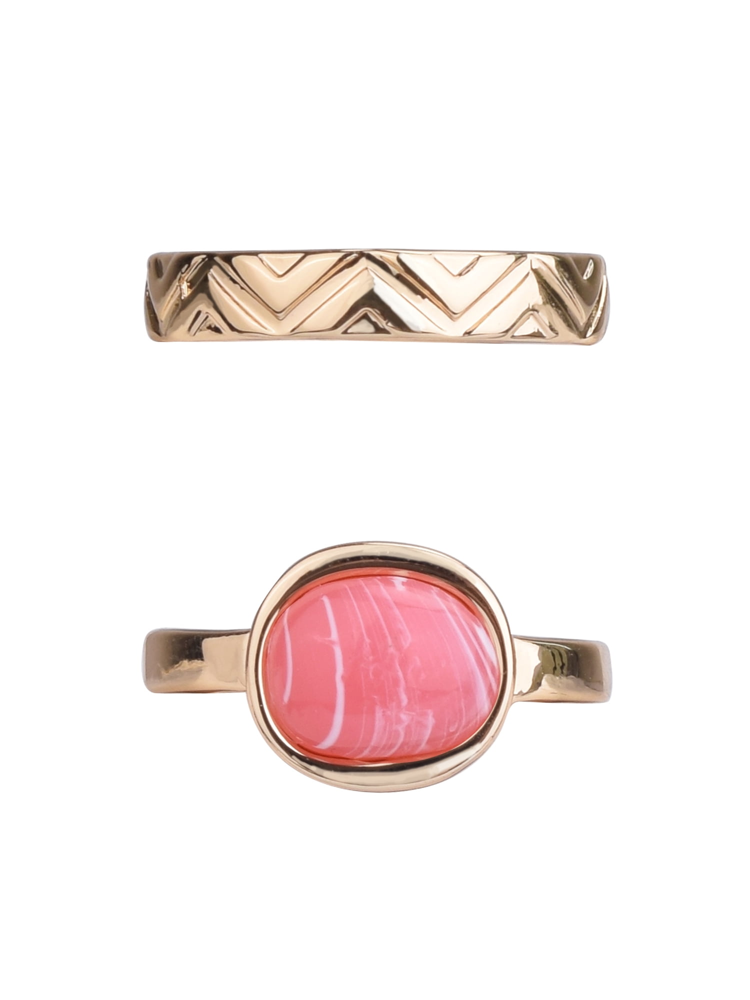 Time and Tru Women's Gold-Tone 5pc Multi-Stone Ring Set