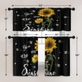 thumbnail image 4 of Sunflower Kitchen Curtains Summer Bees Window Curtains and Valances Set 36 Inch, Watercolor Sunshine Short Tier Curtain for Kitchen, Black Background Small Kitchen Decor, 4 of 5