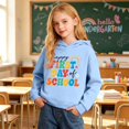 thumbnail image 2 of ZHOGXU Girls Hooded Sweatshirt Floral Letter Print Long Sleeve Back to School Pullover Hoodie For Kids Casual Outdoor Play Wear,Light Blue,11-12 Years, 2 of 7