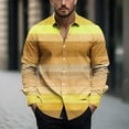 thumbnail image 2 of Polo Shirts for Men Slim Fit Button Down Long Sleeve Color Block Stripes Lapel Dress Shirts, 2 of 5
