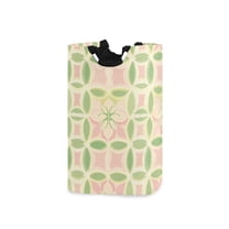 Yayeee Freestanding Laundry Hamper with Handle Collapsible Large Storage Basket for Clothes, Light Green Geometric