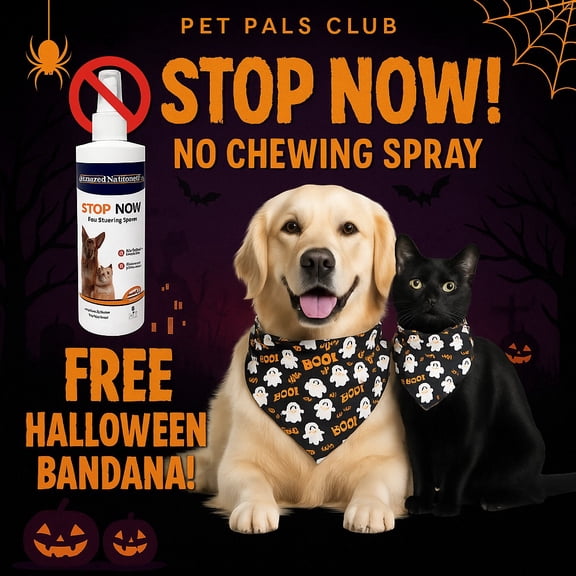 PiccardNaturePets Stop Now! No Chewing Pet Training Spray 8 oz.   FREE Glow in the Dark Bandana!