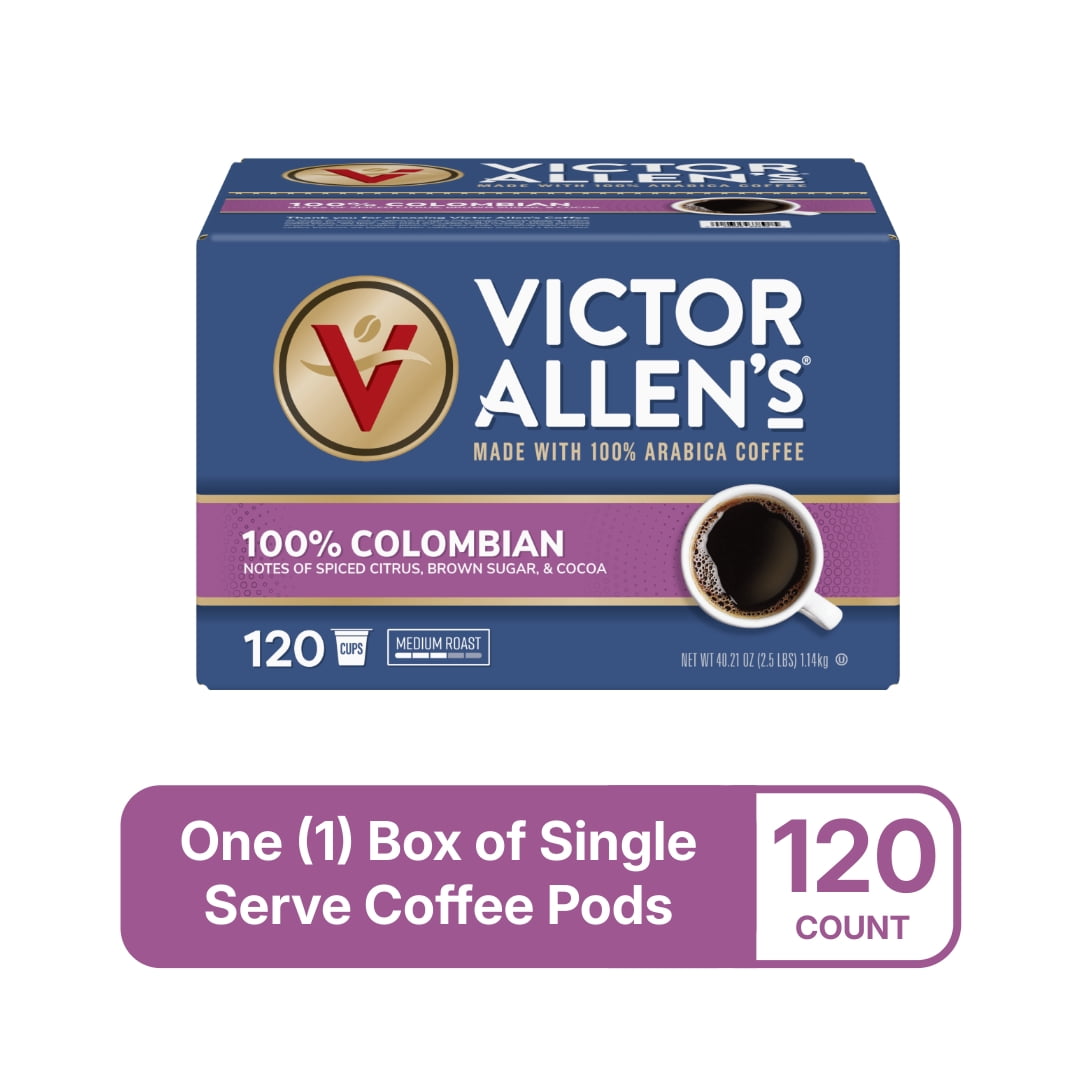 Victor Allen's Coffee 100% Colombian Coffee, Medium Roast, 120 Count, Single Serve Coffee Pods for Keurig K-Cup Brewers