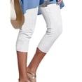 thumbnail image 1 of Sexy Dance Women's High Waisted Slim Leg Capri Yoga Pants, Solid Color, White, 3XL, 1 of 7