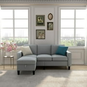 Canddidliike Traditional Sofa Couches for Living Room, Upholstered 3 seater Sofa Square Arm Brown