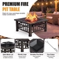 thumbnail image 3 of Lacoo 32" Patio Square Fire Pit Table for Patio Backyard Fire Heating with Mesh Lid Poker and Protective Cover, Gold, 3 of 7