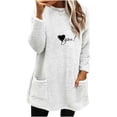 thumbnail image 2 of Costumes Sexy d'Halloween pour Femmes Col Rond et Hiver Ample Imprimé Poche Chaud Manches Longues Blouse Hauts Chemises d'Entraînement pour Femmes en Solde, 2 of 4