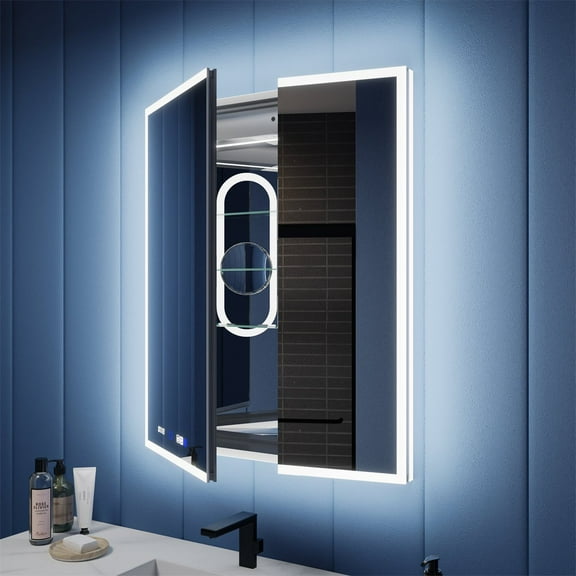 Illusion 36" x 32" LED Surface or Recessed Medicine Cabinet with Mirror Front and Back Light