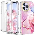 thumbnail image 1 of Tarise iPhone 12 Pro Max Case with Screen Protector, [Wireless Charging] Shockproof Drop Proof Dual Layer Rugged Hybid Back Cover with TPU Impact Resistant for Apple iPhone 12 Pro Max, Pink Marble, 1 of 8