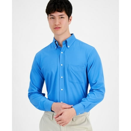 Club Room Traveler Dress Shirt Men's 16.5 34/35 Regatta Blue Regular Fit Stretch