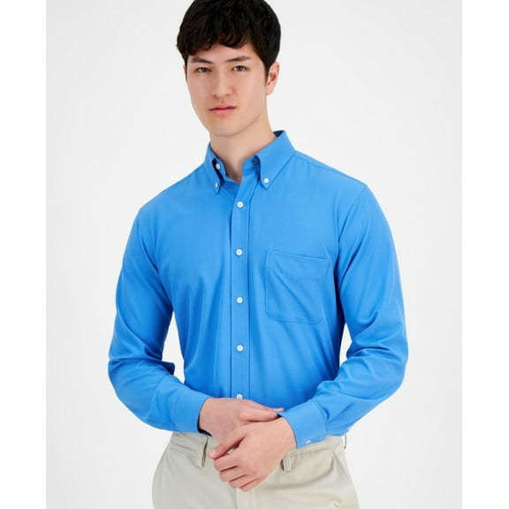 Club Room Traveler Dress Shirt Men's 16.5 34/35 Regatta Blue Regular Fit Stretch