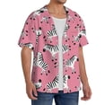 thumbnail image 2 of Gukieu Cute Cartoon Zebra Print Men's Short-sleeved Shirts, Button-down Pocket Shirts, T-shirts, Beach Vacation Travel Summer Clothing-XX-Large, 2 of 5
