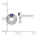 thumbnail image 2 of 925 Sterling Silver Rhodium Plated Cubic Zirconia and Blue Sapphire Post Earrings 9.3x9.6mm Wide Stud Earring for Women, 2 of 2