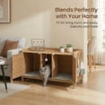 thumbnail image 3 of Rattan Hidden Litter Box Furniture 47.2" Double Litter Box Enclosure for 2 Cats with Mats, Play Ball & 2 Hooks, Large Cat Kitty House for Living Room/Bedroom Natural, 3 of 6