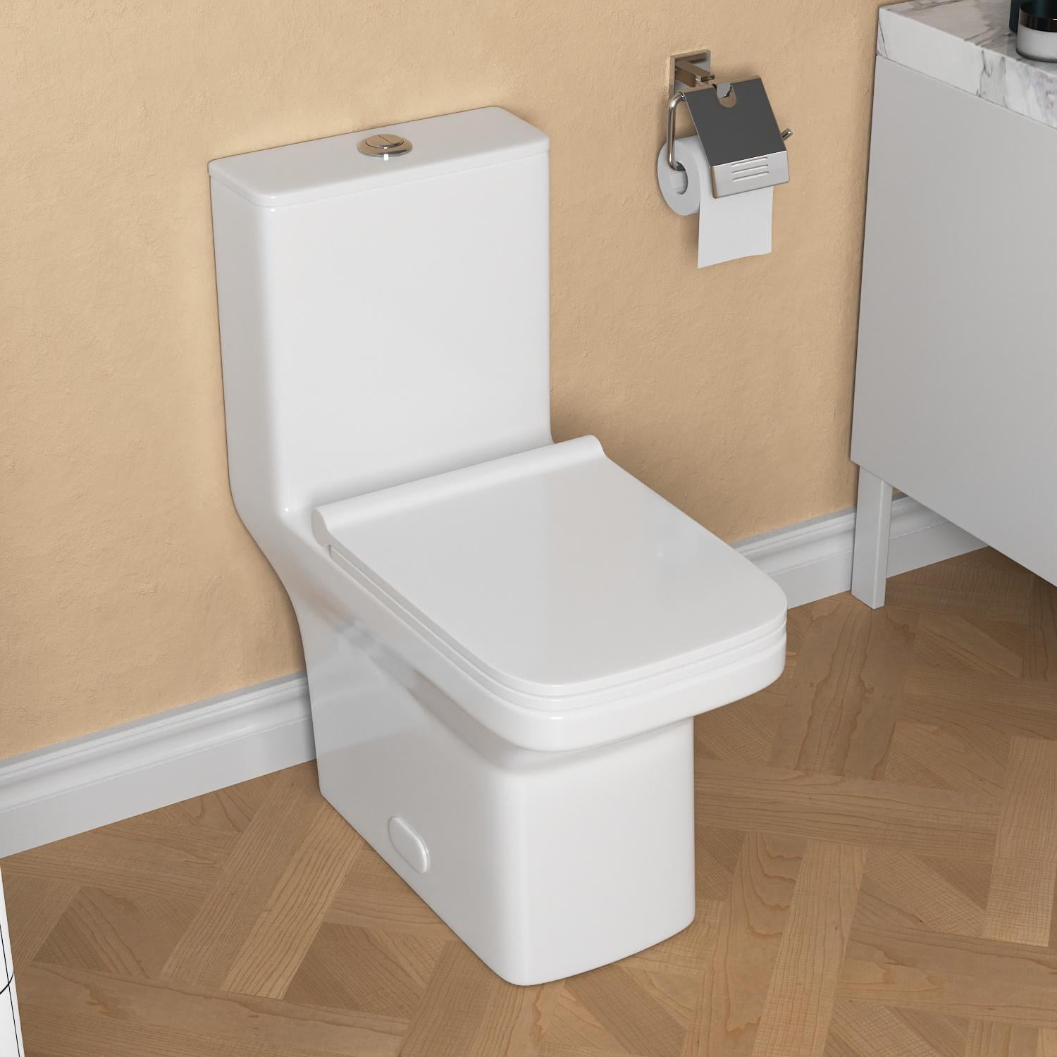 Ace One-Piece 0.8/1.28 GPF Dual-Flush Rectangular Floor Mounted Toilet in White (Seat Included)