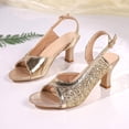 thumbnail image 4 of Women's Sandals Fashionable Casual Outerwear Versatile Plus Size Dance Shoes Solid Color Round Toe Open Toe High Heels Buckle Sandals 41(8.5), 4 of 9