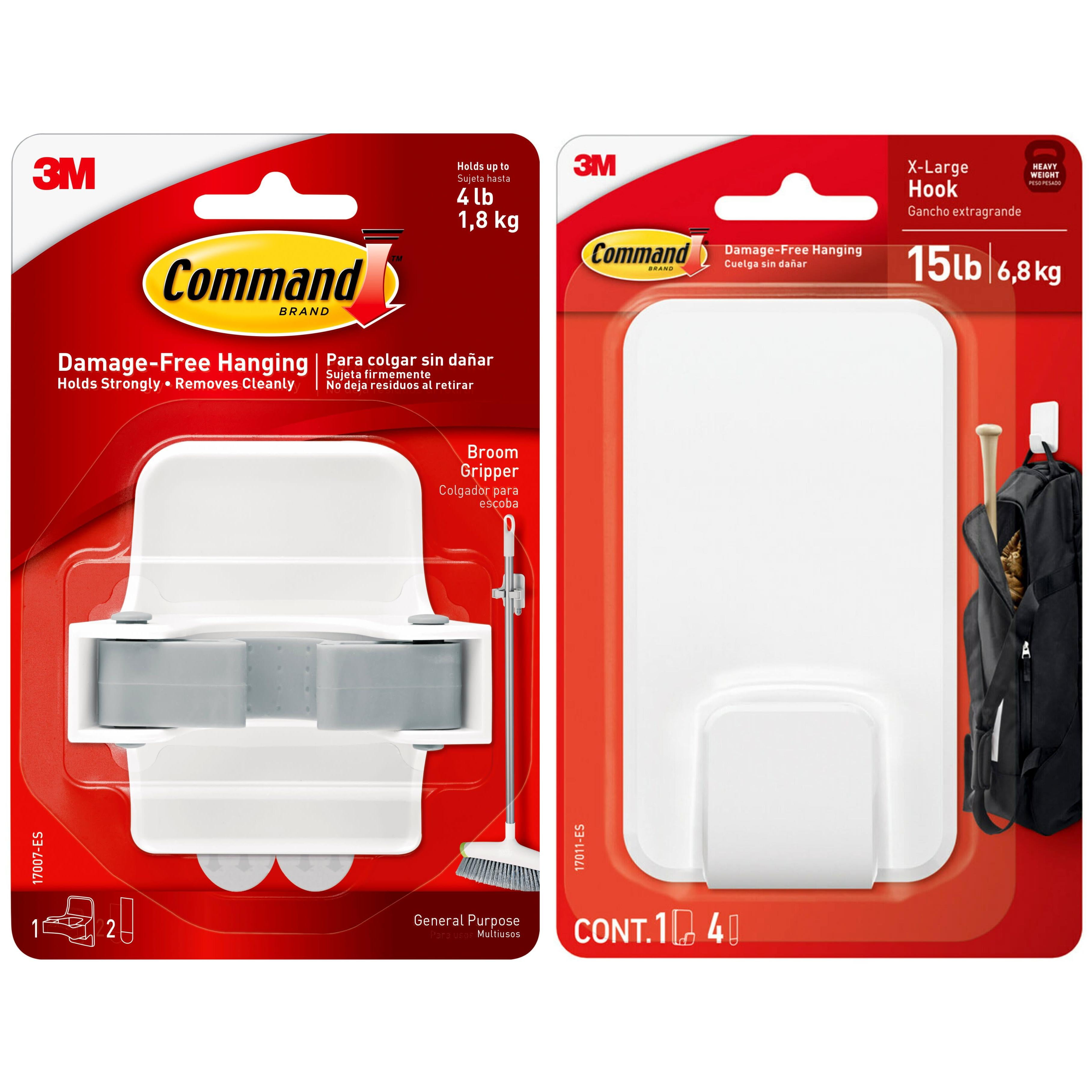 Command Broom and Mop Grippers 1 Wall Hook Bundled With Command 15 lb