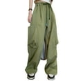 thumbnail image 4 of hirigin Women Casual Long Cargo Pants, High Waist Solid Color Wide Leg Pockets Straight Loose Pants, 4 of 9