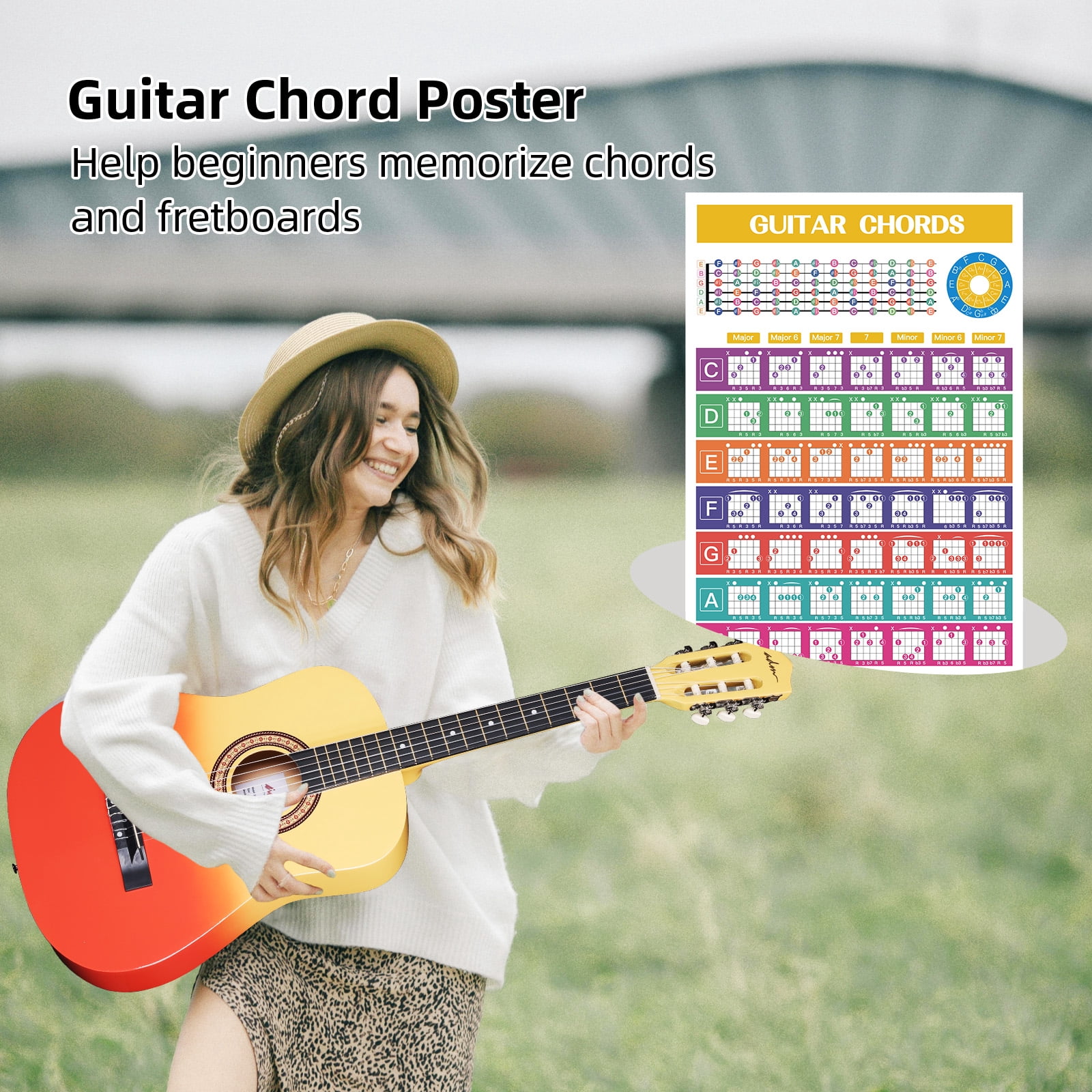ADM Acoustic Guitar for Adults & Kids, 38" Travel Guitar Kit (Sunburst)