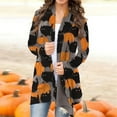 thumbnail image 3 of Zeiger Women's Pumpkin Cat Cardigan Halloween Long Sleeve Open Front Knit Sweater Overwear Coat Plus Size Sweatshirt（S-5XL）, 3 of 3
