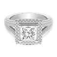 thumbnail image 4 of IGI Certified 2 Carat Princess Shape Lab Grown Diamond Engagement Ring | 14K White Gold | Opulenté Antique Halo Diamond Ring | FG-VS Quality Friendly Diamonds, 4 of 6