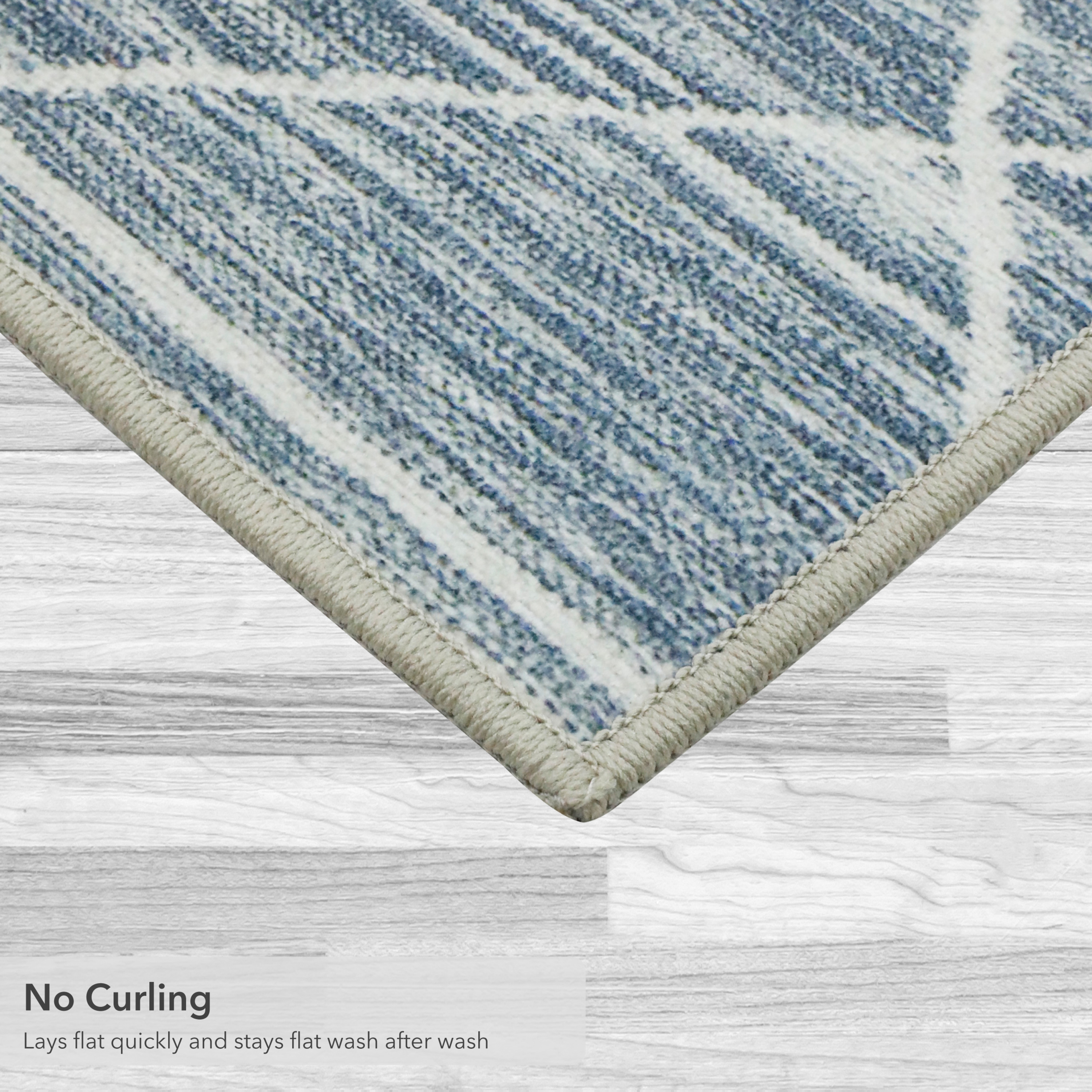 Washable Skid-Resistant Accent Rug Geometric Blue/Grey 24" x 48"