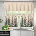 thumbnail image 3 of Mloabuc Daisy Lavender Butterflies Kitchen Curtains Set for Farmhouse 3 Piece Rod Pocket Short Tier Curtain Sunshine Light Blocking,54"x24", 3 of 4