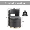 thumbnail image 2 of Swivel Chair with Storage for Living Room, Round Velvet Vanity Chair with Tufted Button Back, Pillow Included (Grey), 2 of 9
