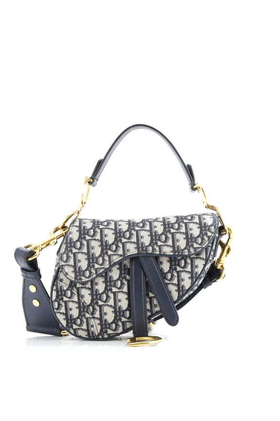 Pre-Owned Saddle Handbag with Strap Oblique Canvas Mini By Rebag