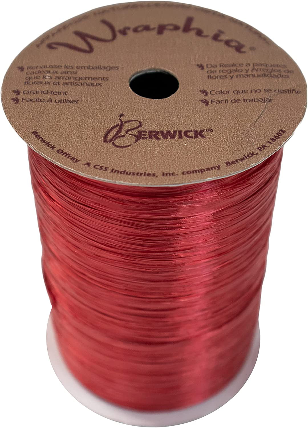 Berwick Offray Imperial Red Pearlized Raffia Ribbon 1/4'' Wide 100