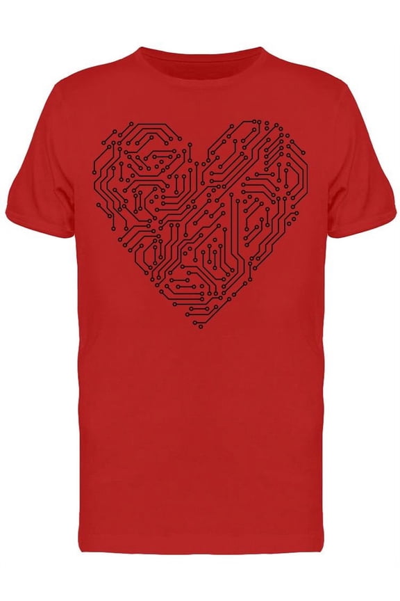 Heart Shape Computer Technology T-Shirt Men -Image by Shutterstock, Male Medium