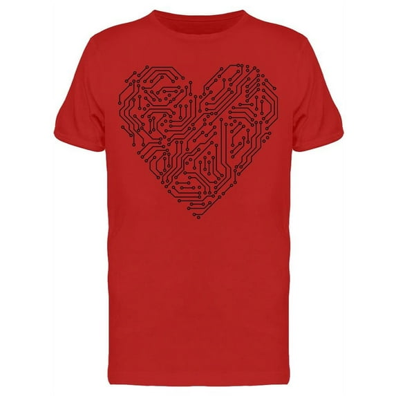 Heart Shape Computer Technology T-Shirt Men -Image by Shutterstock, Male Medium
